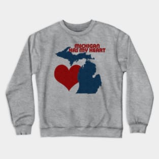 Michigan Has My Heart | I Love Michigan | Felt Look Crewneck Sweatshirt